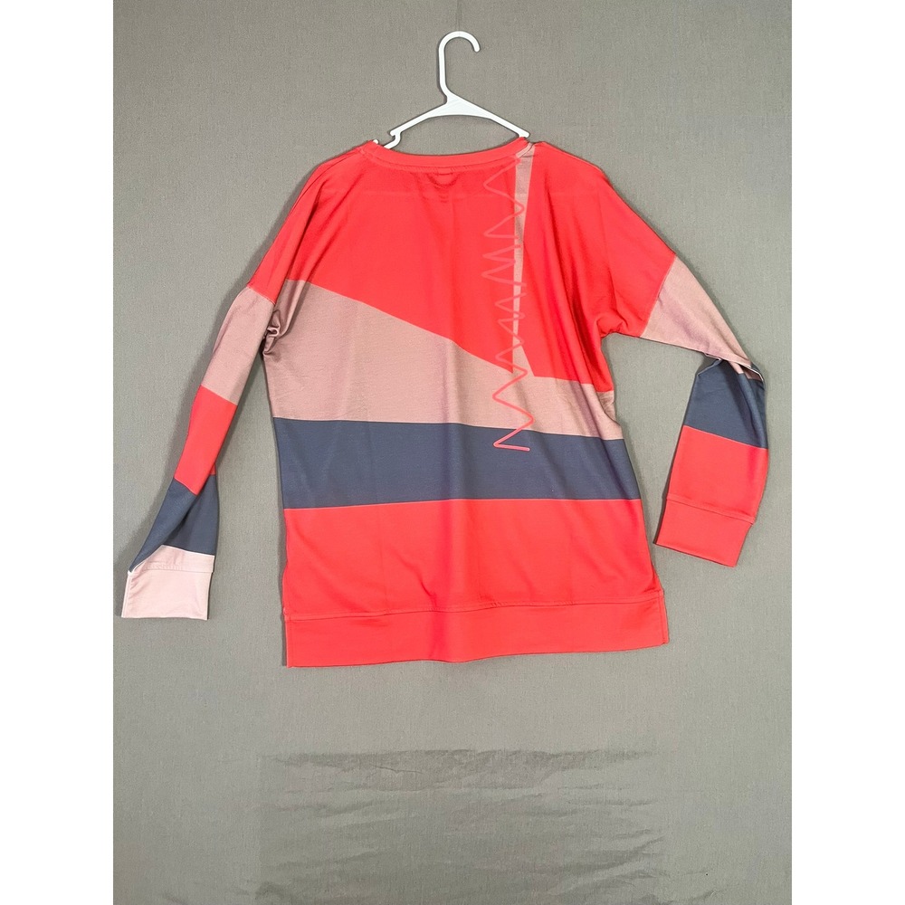 Exclusive Colorblock Geometric Long Sleeve Top XL Red Mauve Grey NEW